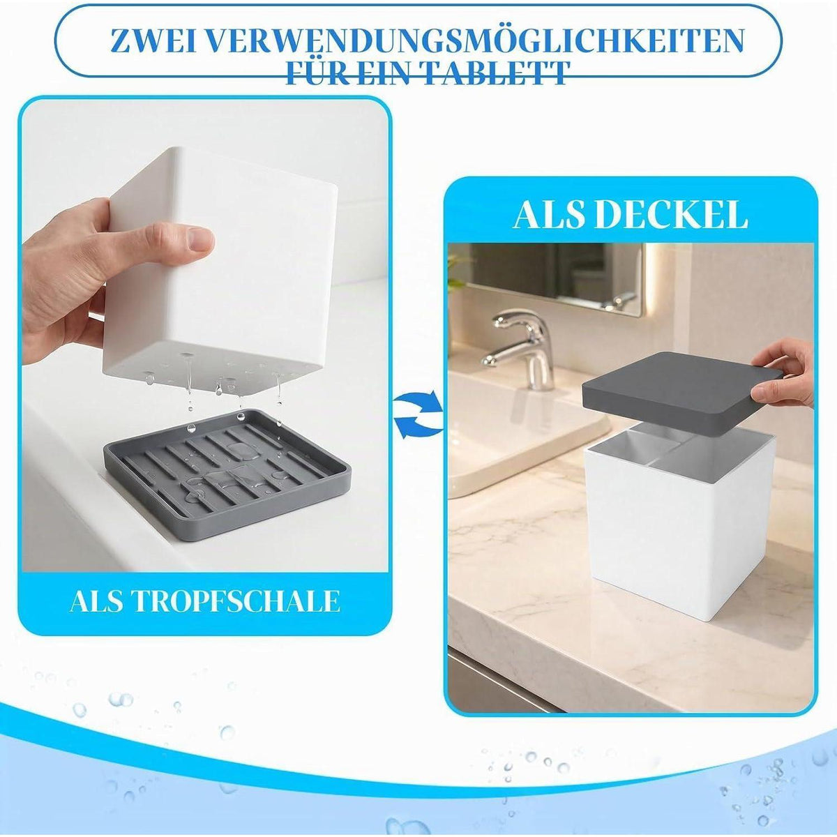 Silikon Zahnbürstenhalter 3-fach Grau Weiß Badezimmer Organizer