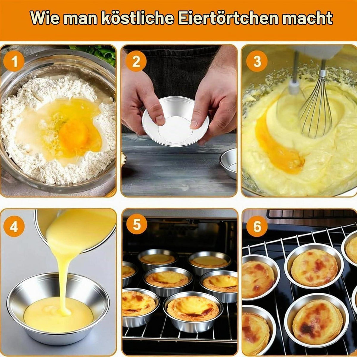 20x Eierkuchen Form aus Aluminium mit Silikonpinsel