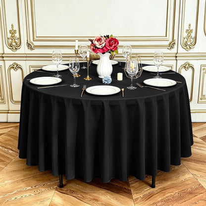 6x Runde Tischdecke Schwarz, 305 cm – Waschbar & Wiederverwendbar