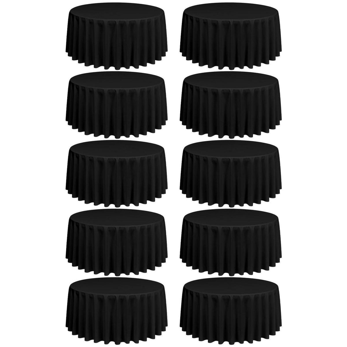 10x Runde Tischdecke Schwarz, 305 cm – Waschbar & Wiederverwendbar