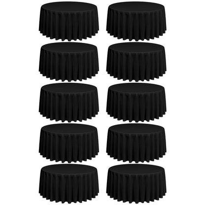 10x Runde Tischdecke Schwarz, 305 cm – Waschbar & Wiederverwendbar