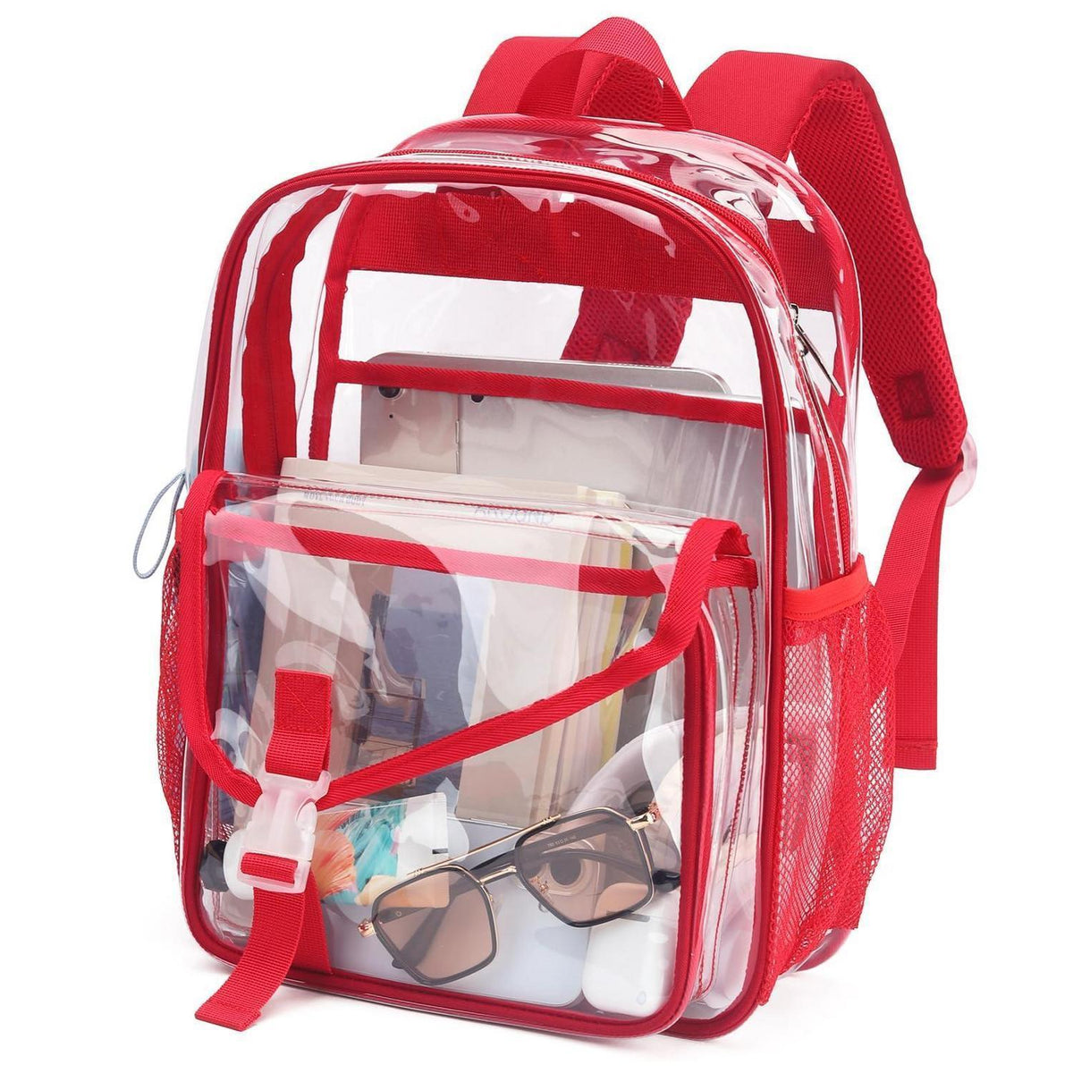 Transparenter Damen Rucksack | Wasserdicht & Geräumig | Rot