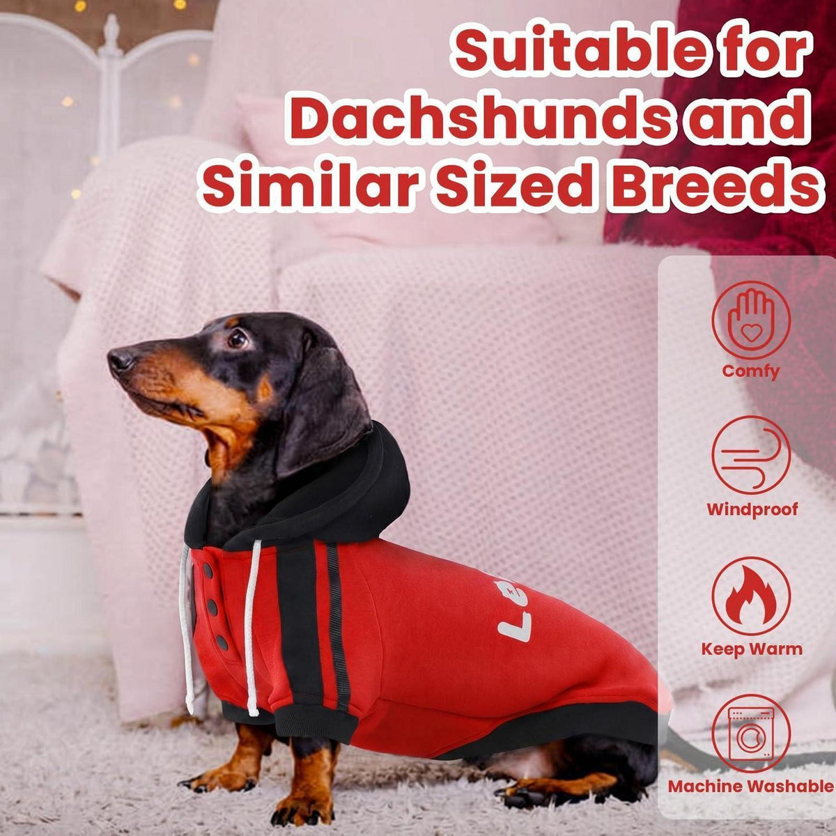 Dackel Hoodie Rot – Welpen Sweatshirt mit Lelepet Druck