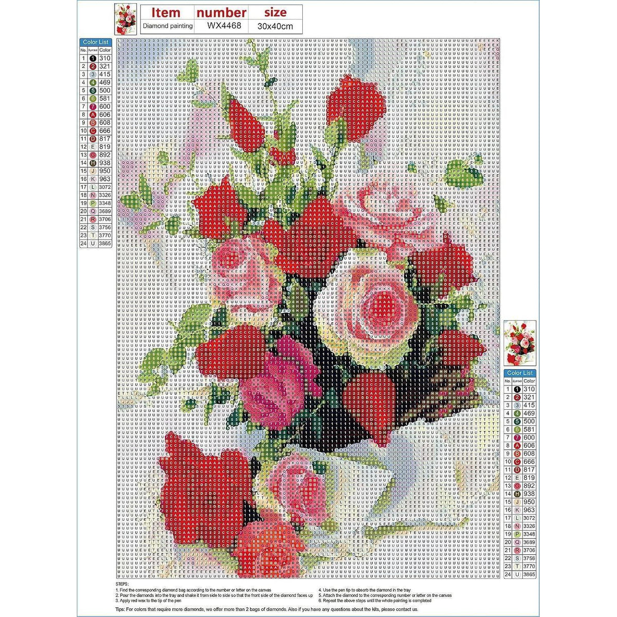 Diamond Painting Rosenblüten 30x40cm – Bausatz für Erwachsene