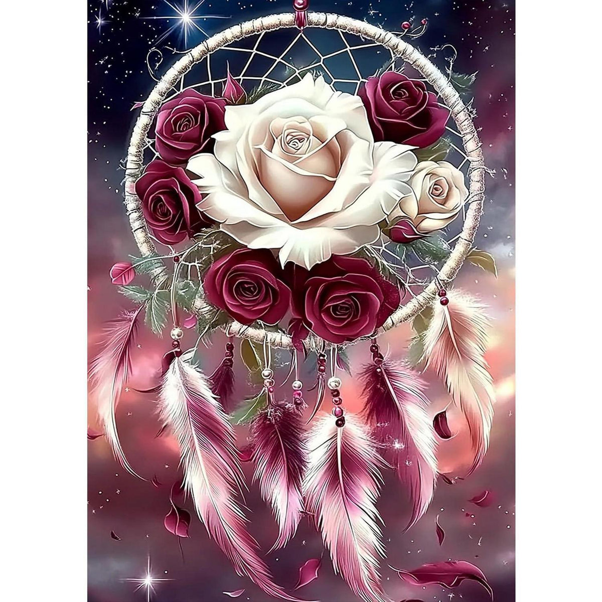 Diamantmalerei Rosen Traumfänger Set für Erwachsene 30x40cm
