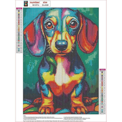 Diamond Painting Dackel bunt 30x40cm - Bastelset für Erwachsene