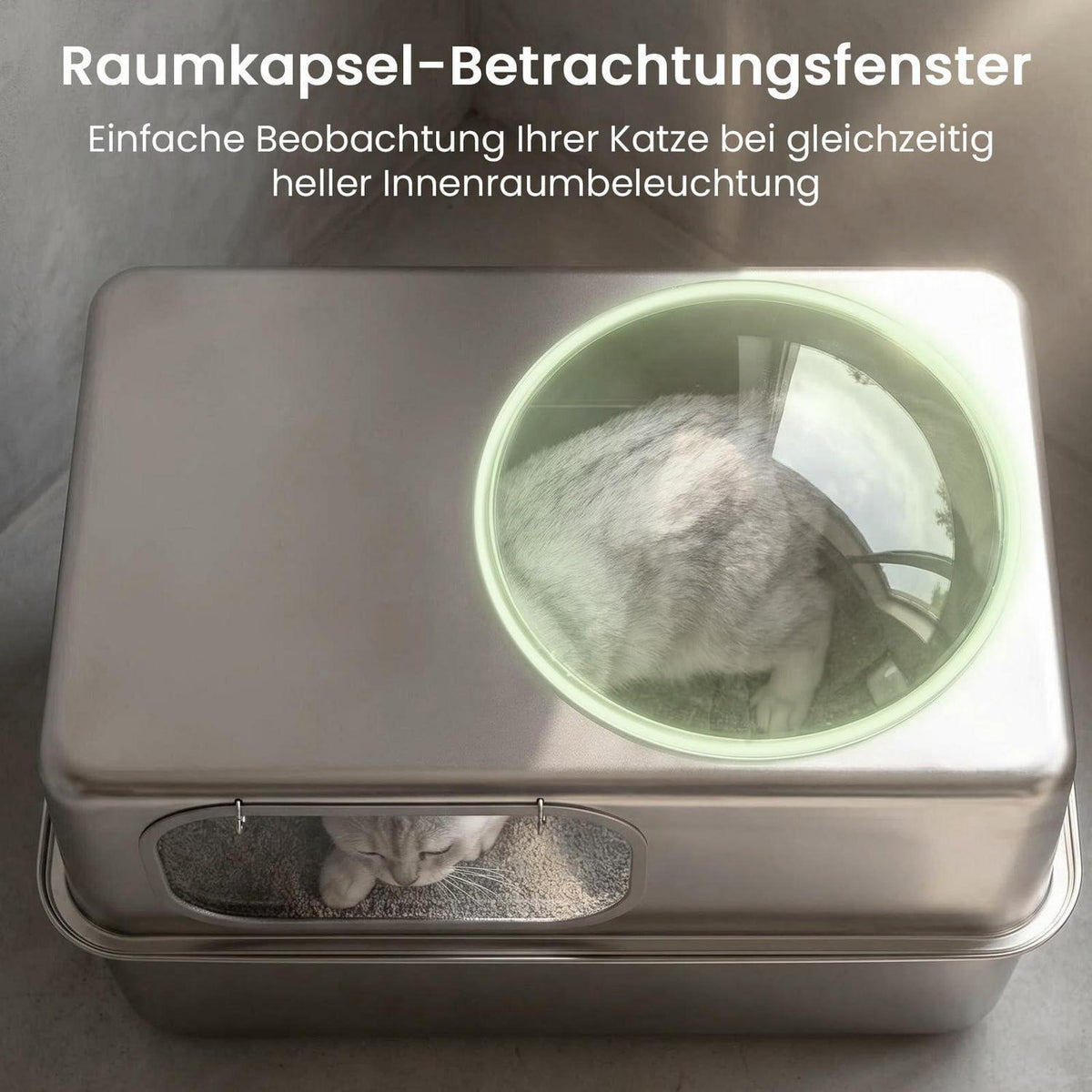 XXL Edelstahl Katzenklo mit Deckel & Streumatte