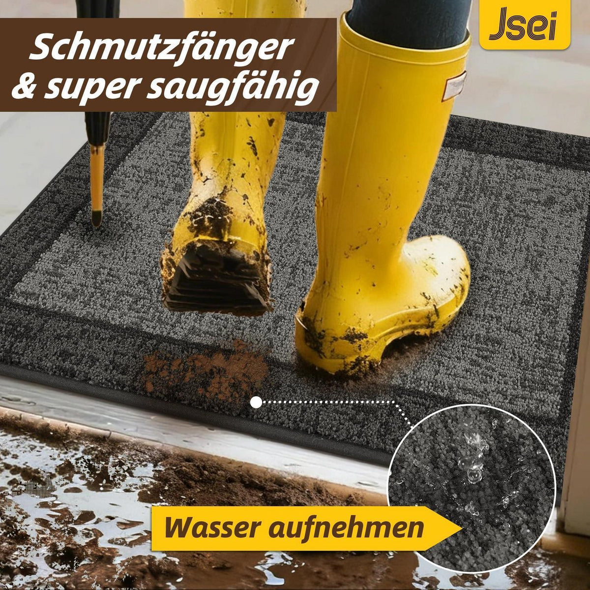 Waschbare Türmatte Grau – Rutschfest & Saugfähig 50x80cm
