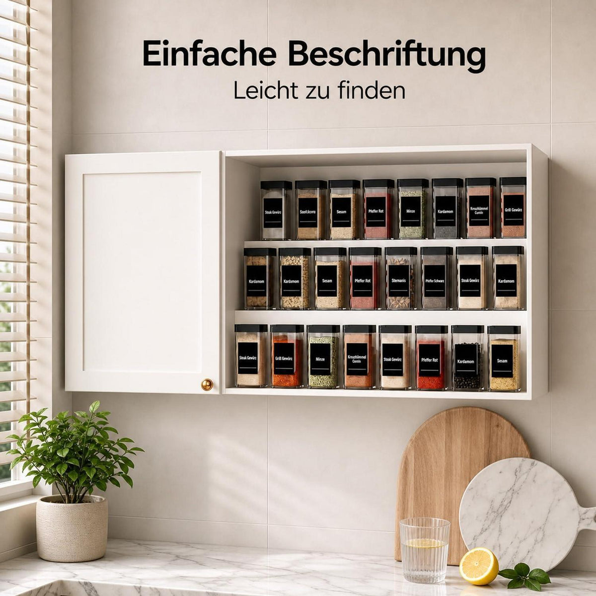 Gewürzgläser Eckig 24er Set 120ml mit Streudeckel & Etiketten