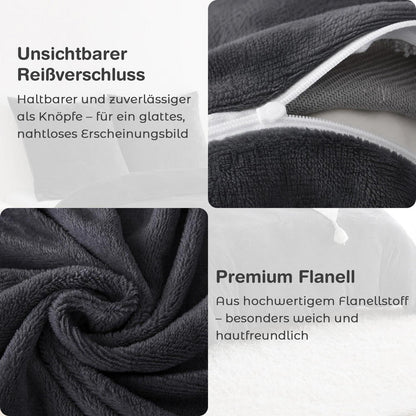 Winter Flanell Bettwäsche Set 200x200cm - Schwarz & Kuschelig