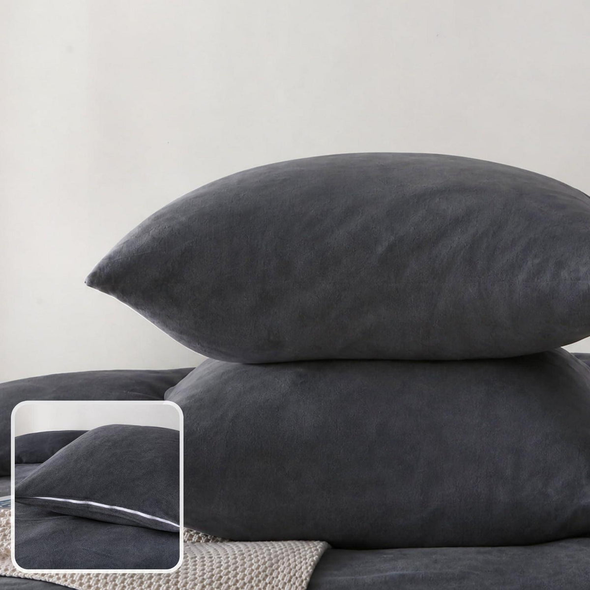 Winter Flanell Bettwäsche Set 220x240cm Schwarz