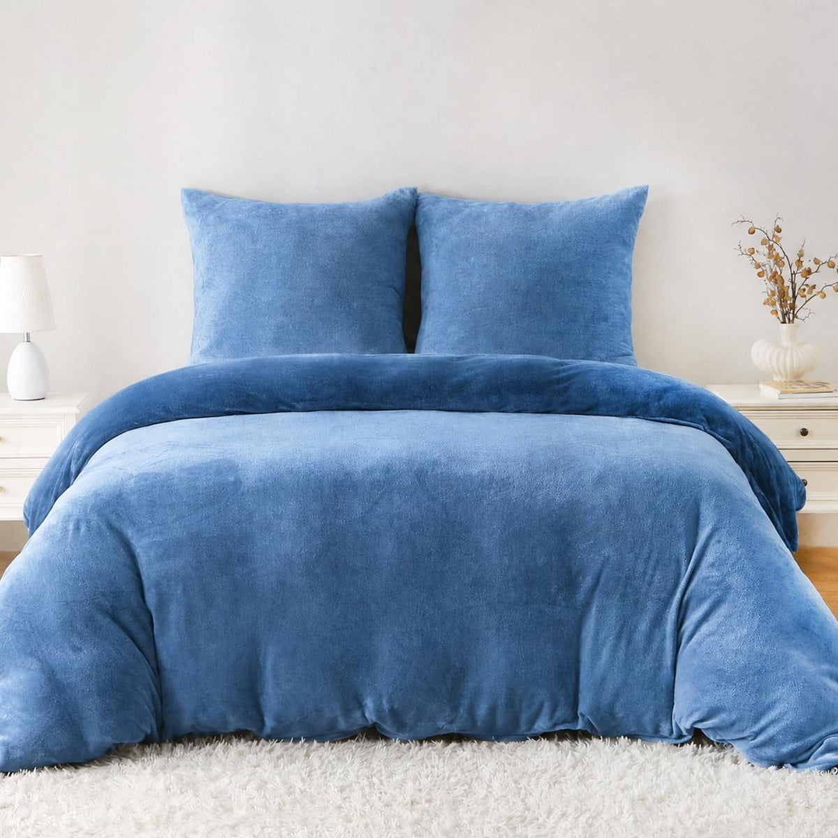 Winter Flanell Bettwäsche Set 220x240cm Marineblau