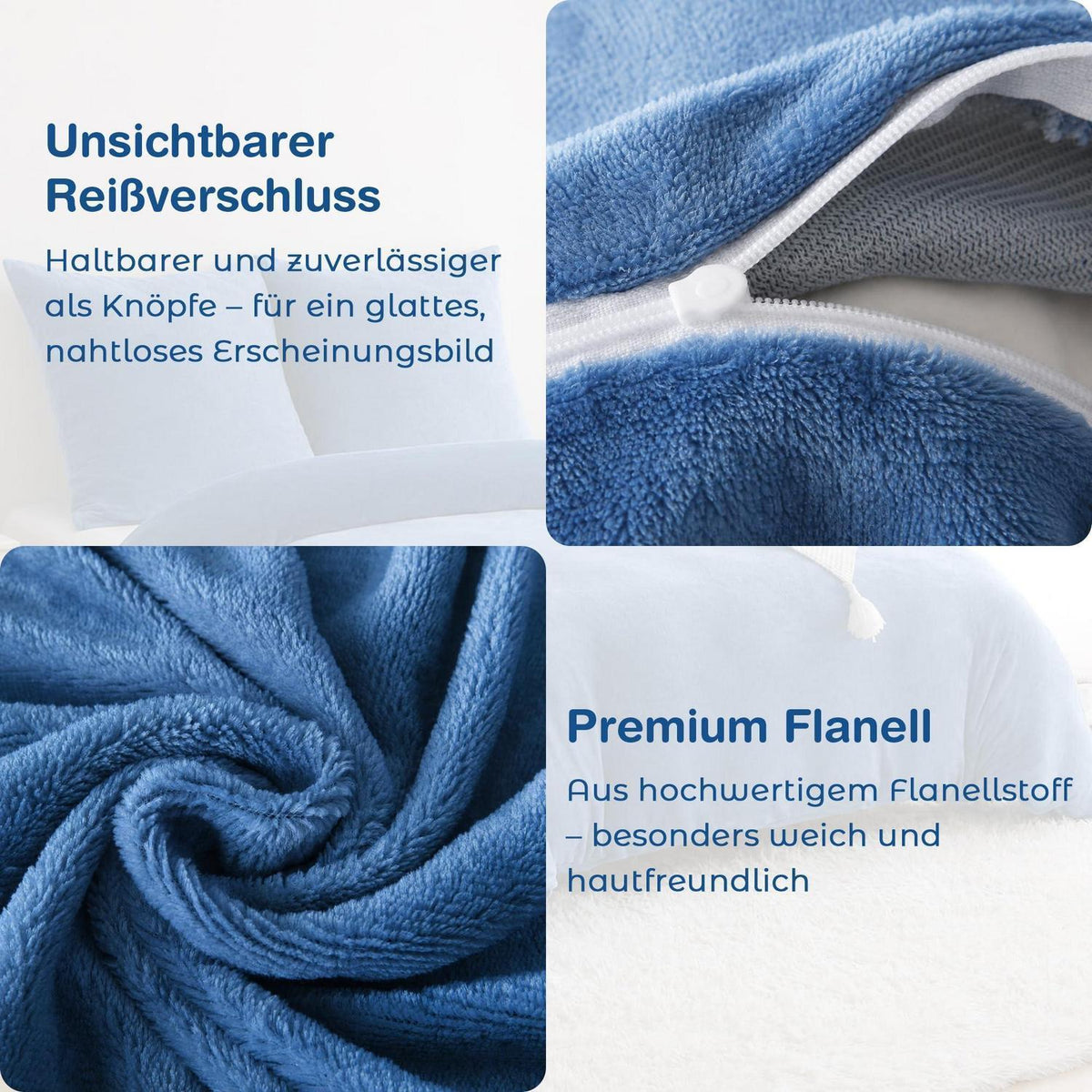 Winter Flanell Bettwäsche Set 220x240cm Marineblau