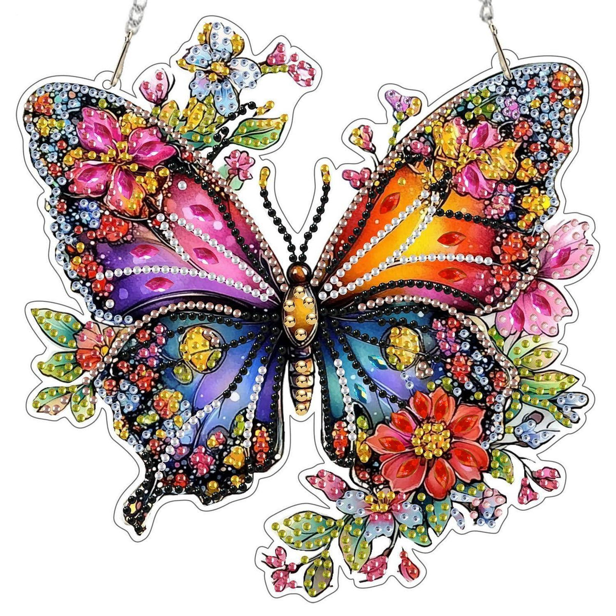 Diamant Painting Anhänger mit Kette – Bunter Schmetterling DIY Set