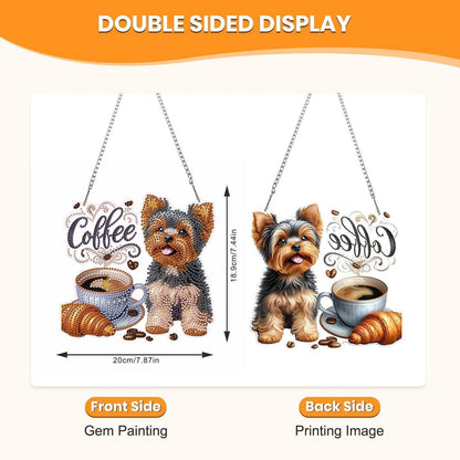 Diamantmalerei Yorkshire Terrier Anhänger mit Kette DIY Set