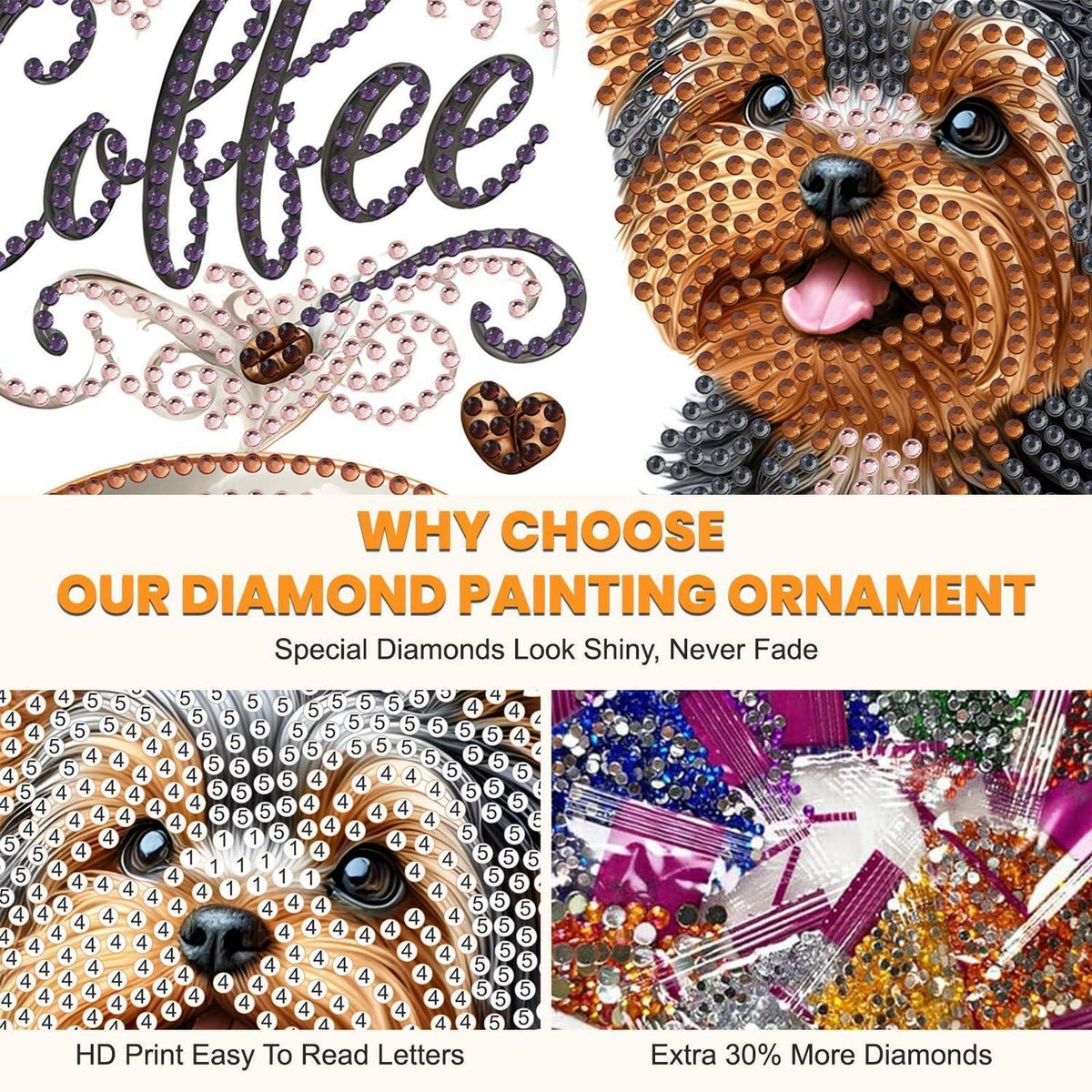 Diamantmalerei Yorkshire Terrier Anhänger mit Kette DIY Set