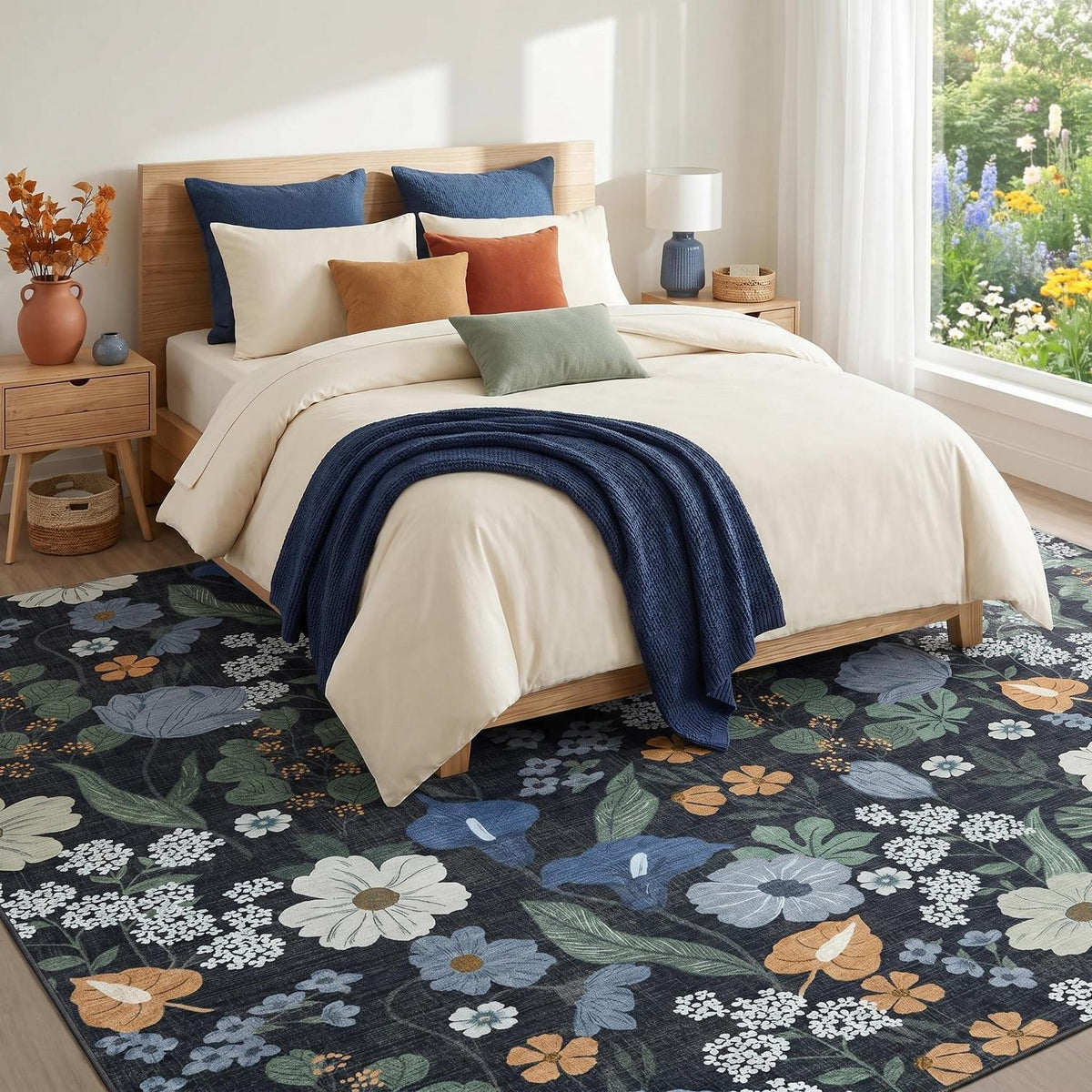 Waschbarer Boho Teppich 200x300 – Rutschfest & Kurzflor