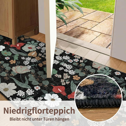 Schwarzer Boho Teppich 200x300 cm | Waschbar & Rutschfest