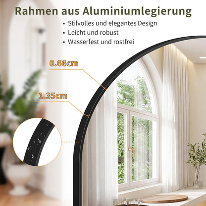 Ganzkörperspiegel 218x102cm – Gewölbt, Stand & Wand, Schwarz
