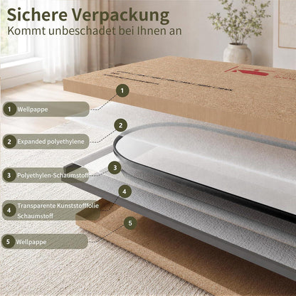 Ganzkörperspiegel 218x102cm – Gewölbt, Stand & Wand, Schwarz