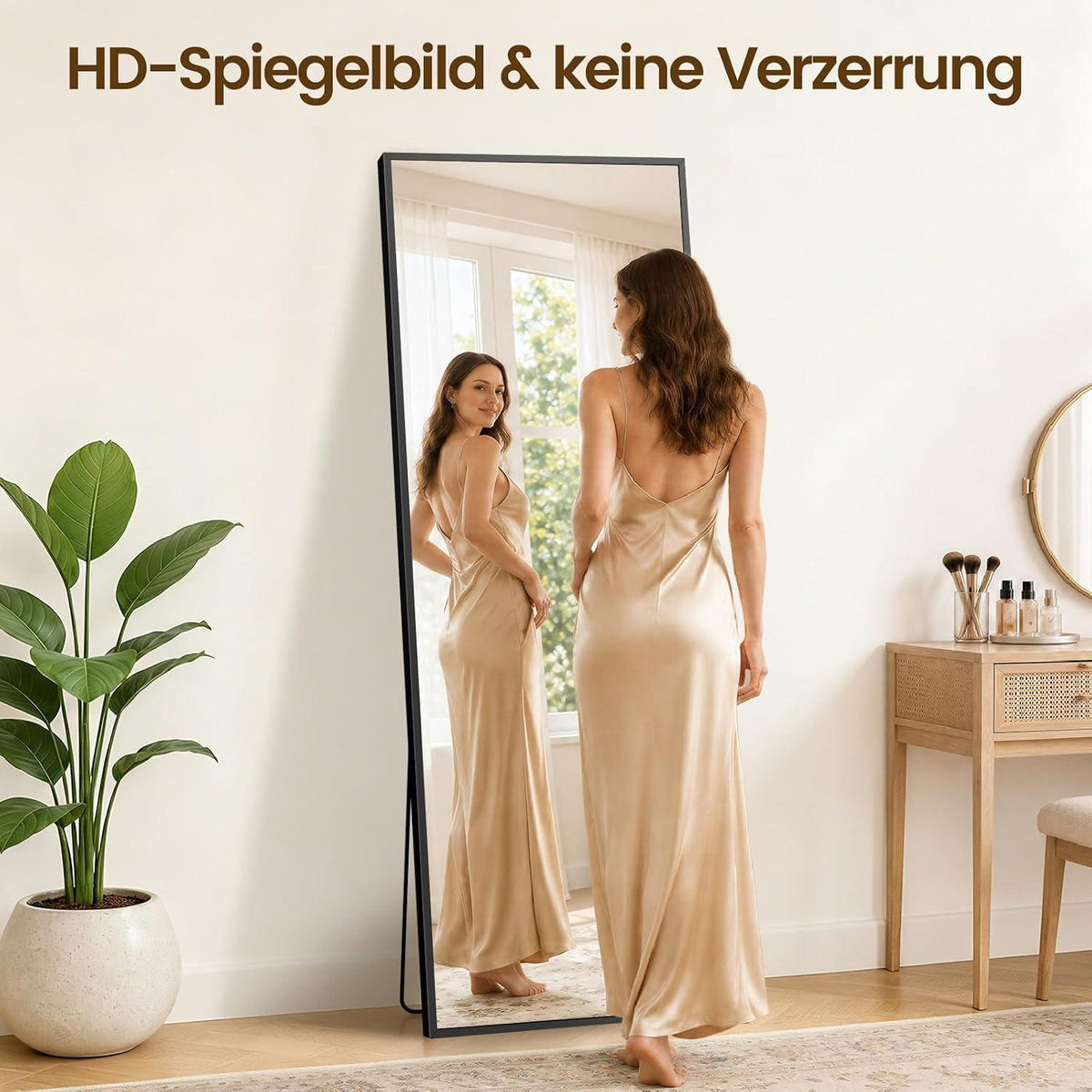 Ganzkörperspiegel 165x60cm Standspiegel mit Aluminiumrahmen