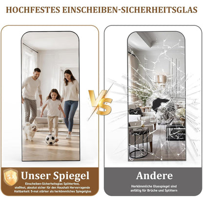 Ganzkörperspiegel 165x70cm Standspiegel mit Aluminiumrahmen Schwarz
