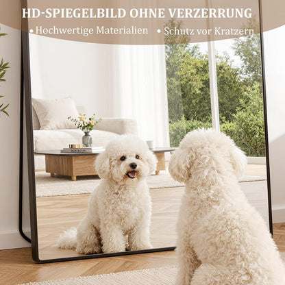 Ganzkörperspiegel Standspiegel Schwarz 142x53 cm mit Aluminiumrahmen