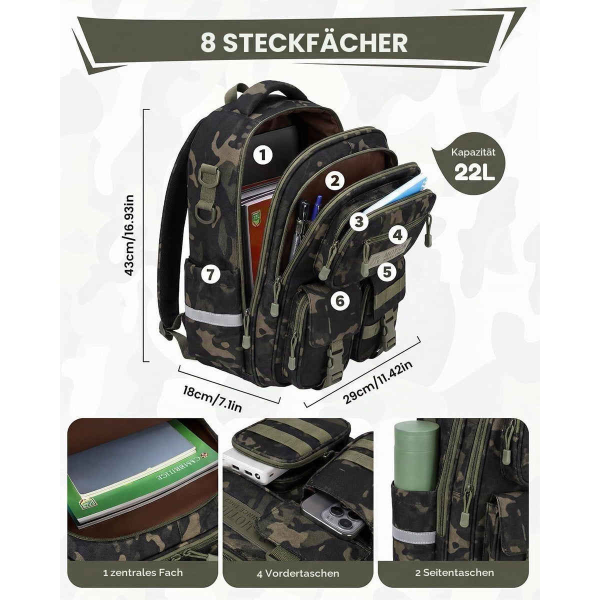 Schulrucksack Jungen 2-5. Klasse, Ergonomisch, Schwarz