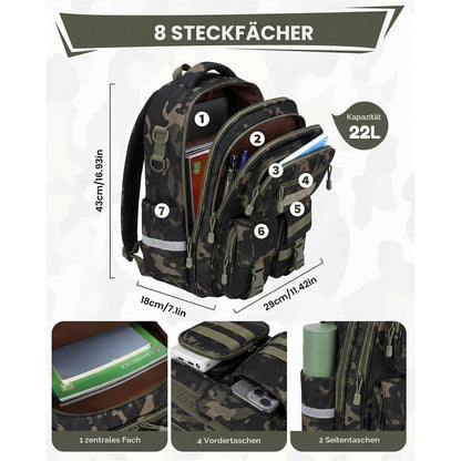 Schulrucksack Jungen 2-5. Klasse, Ergonomisch, Schwarz