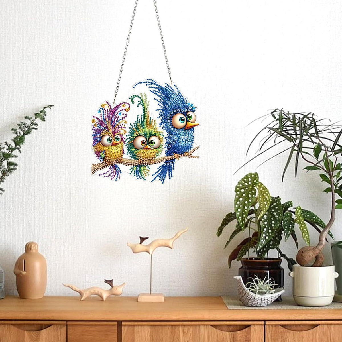 Diamant Painting Eule Anhänger mit Kette – DIY Bastelset Vogel