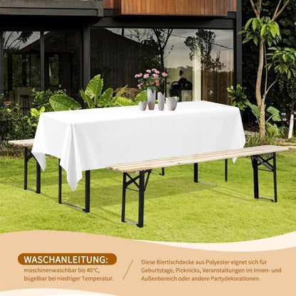 12x Biertischdecke Weiß 260x110 cm – Premium Qualität