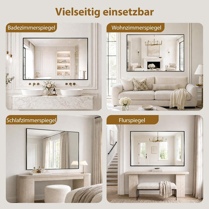 Badspiegel 100x75cm mit ESG Glas & Rostfreiem Rahmen
