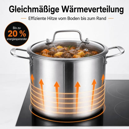 Edelstahl Kochtopf 24 cm mit Deckel – Induktion & 7,6 L