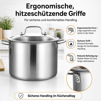 Edelstahl Kochtopf 24 cm mit Deckel – Induktion & 7,6 L