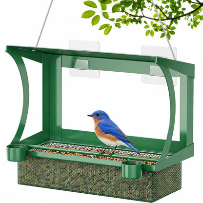 2-in-1 Vogelfutterhaus Fenster & Hängend | Wetterfest & Ohne Bohren