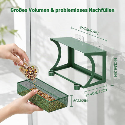 2-in-1 Vogelfutterhaus Fenster & Hängend | Wetterfest & Ohne Bohren