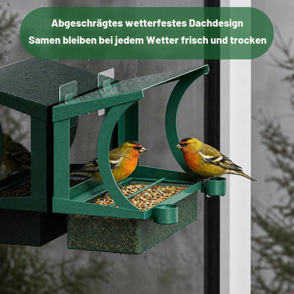 2-in-1 Vogelfutterhaus Fenster & Hängend | Wetterfest & Ohne Bohren