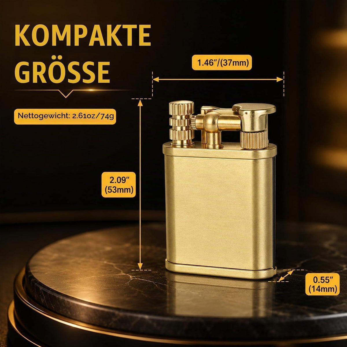Benzinfeuerzeug Vintage Messing, Retro Feuerzeug für Männer