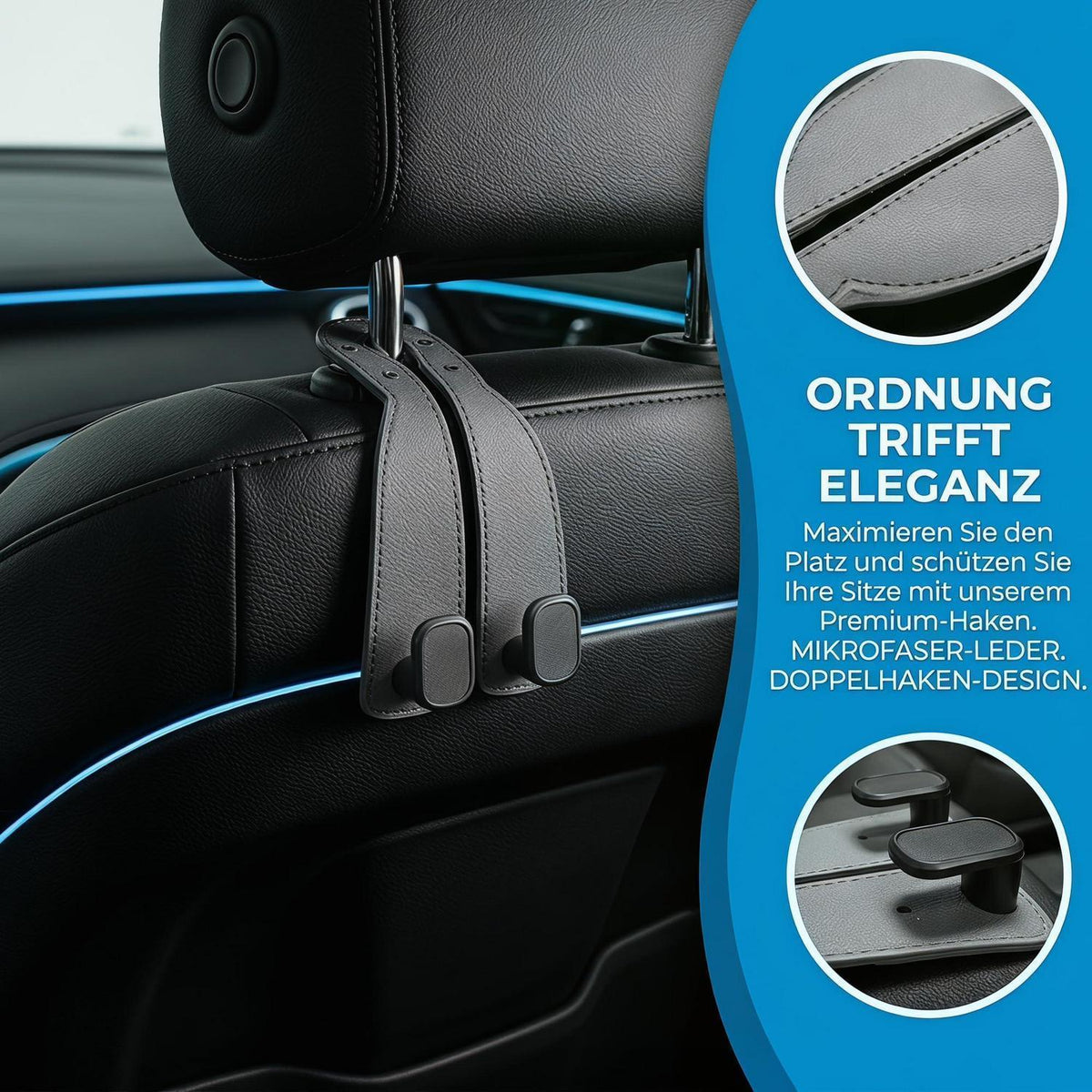 4x Auto Sitzhaken – Taschenhalter für Pendler & Reisen