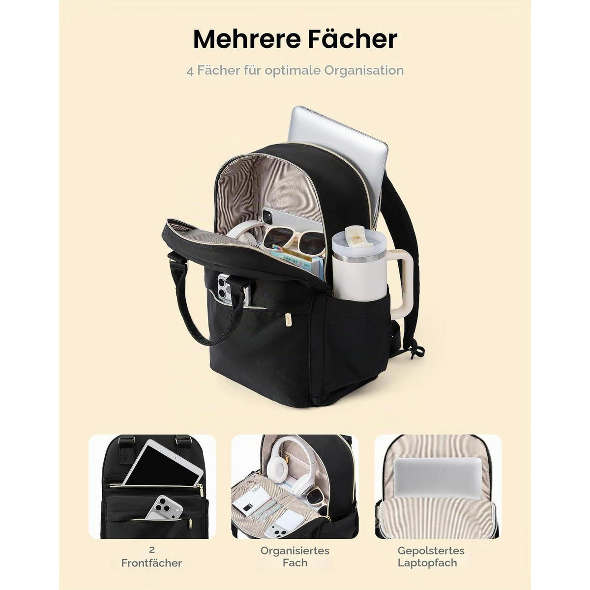 Laptop Rucksack Damen Wasserdicht 15,6 Zoll – Schultasche & Reisebegleiter