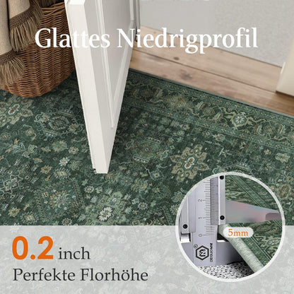 Vintage Teppich Grün 300x400cm - Rechteckiger Wohnzimmerteppich