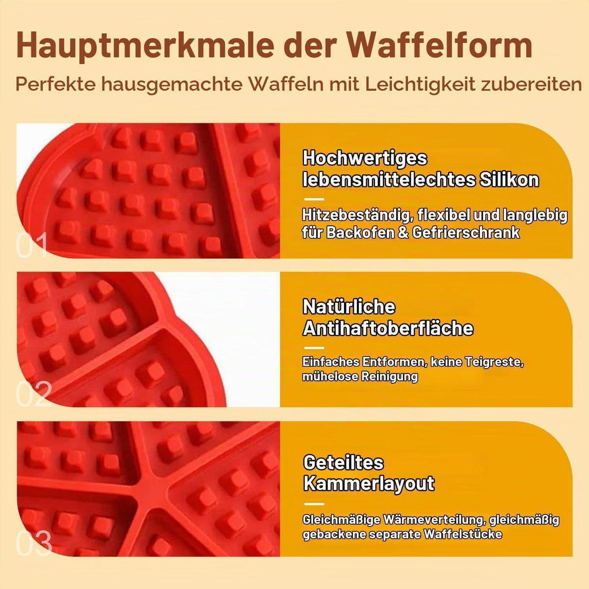 Silikon Waffelform Set Herz & Rechteckig für Airfryer & Backofen