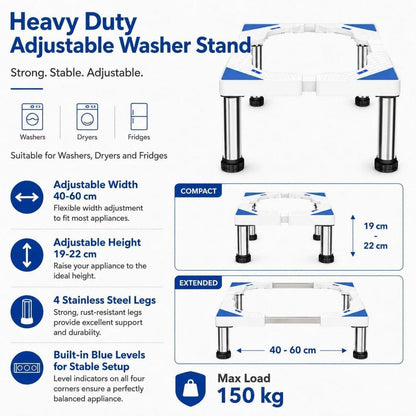 Verstellbarer Waschmaschinenständer – Höhe 19-22cm, 150kg