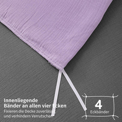 Doppelte Muslin Bettwäsche Lila Grau 200x200 - 3-teilig