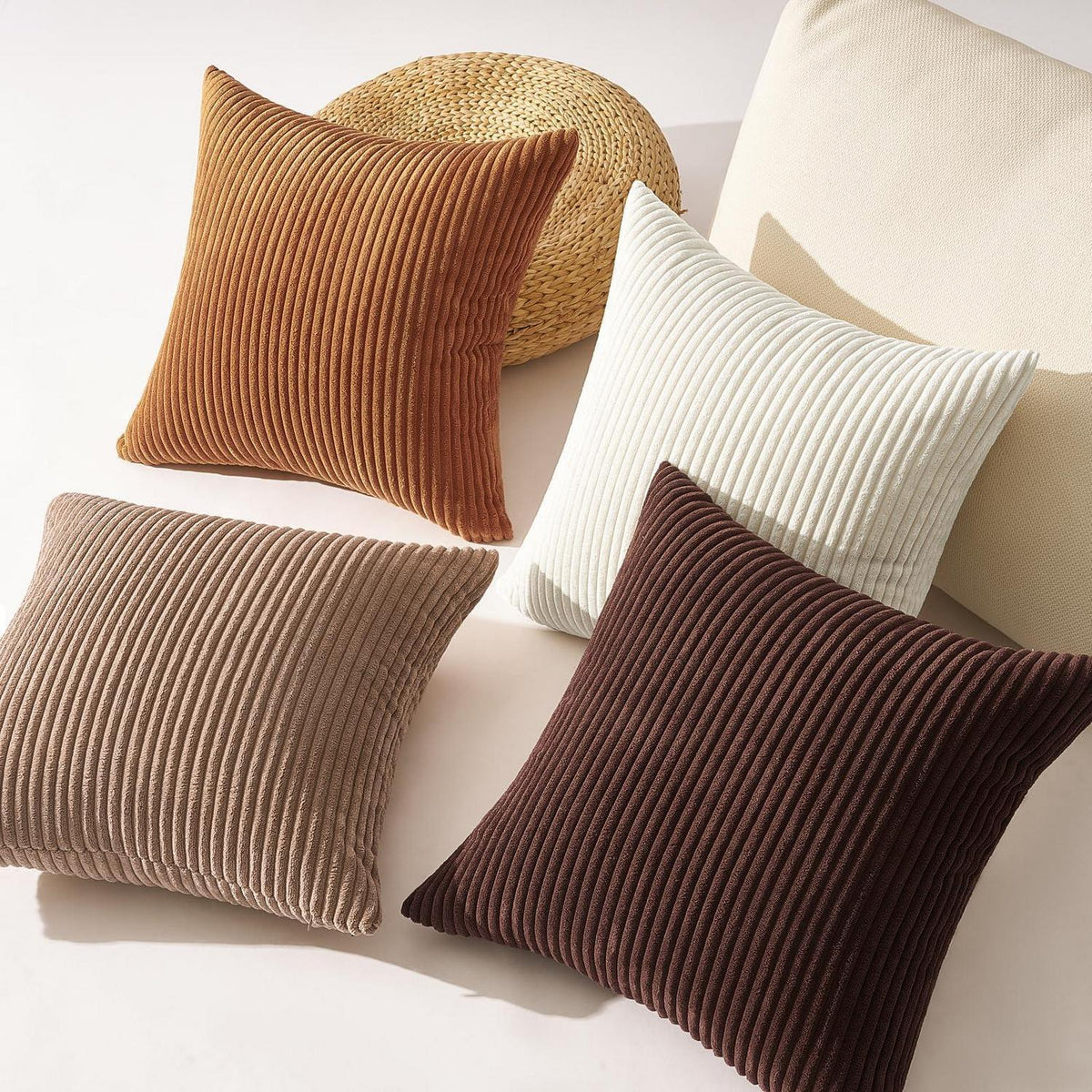 Kissenbezüge 4er Set Cord 45x45 cm Goldbraun