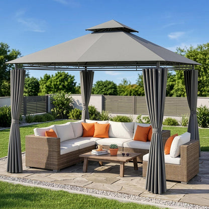 3x3m Gartenpavillon mit Seitenwänden – Robust & Winddicht
