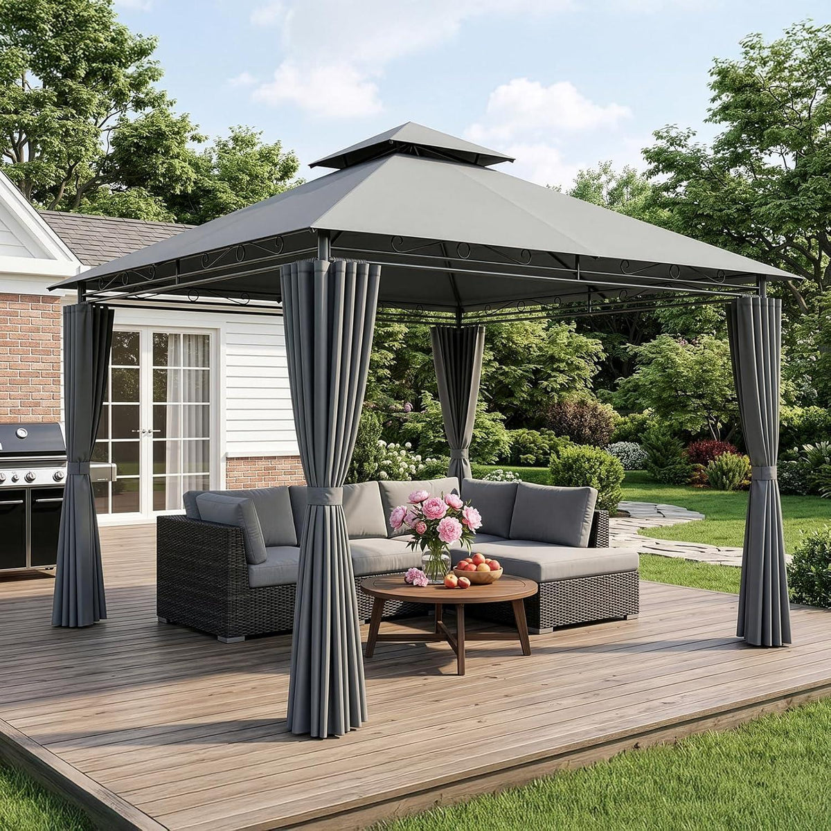 3x3m Gartenpavillon mit Seitenwänden – Robust & Winddicht