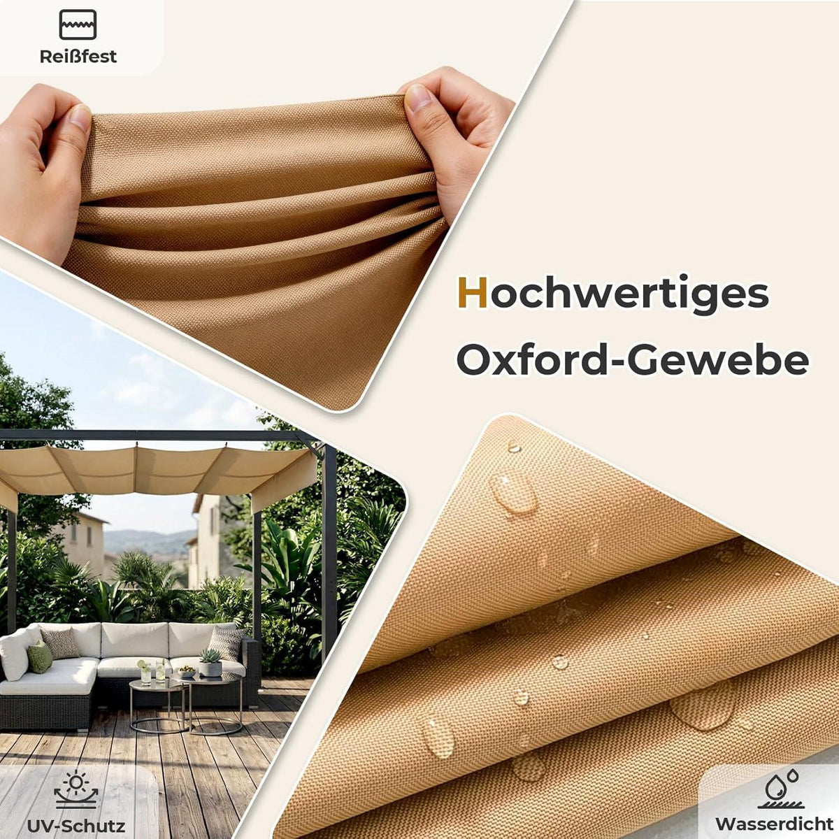 LEADZM Pergola 3x3m – Freistehender Pavillon mit Schiebedach