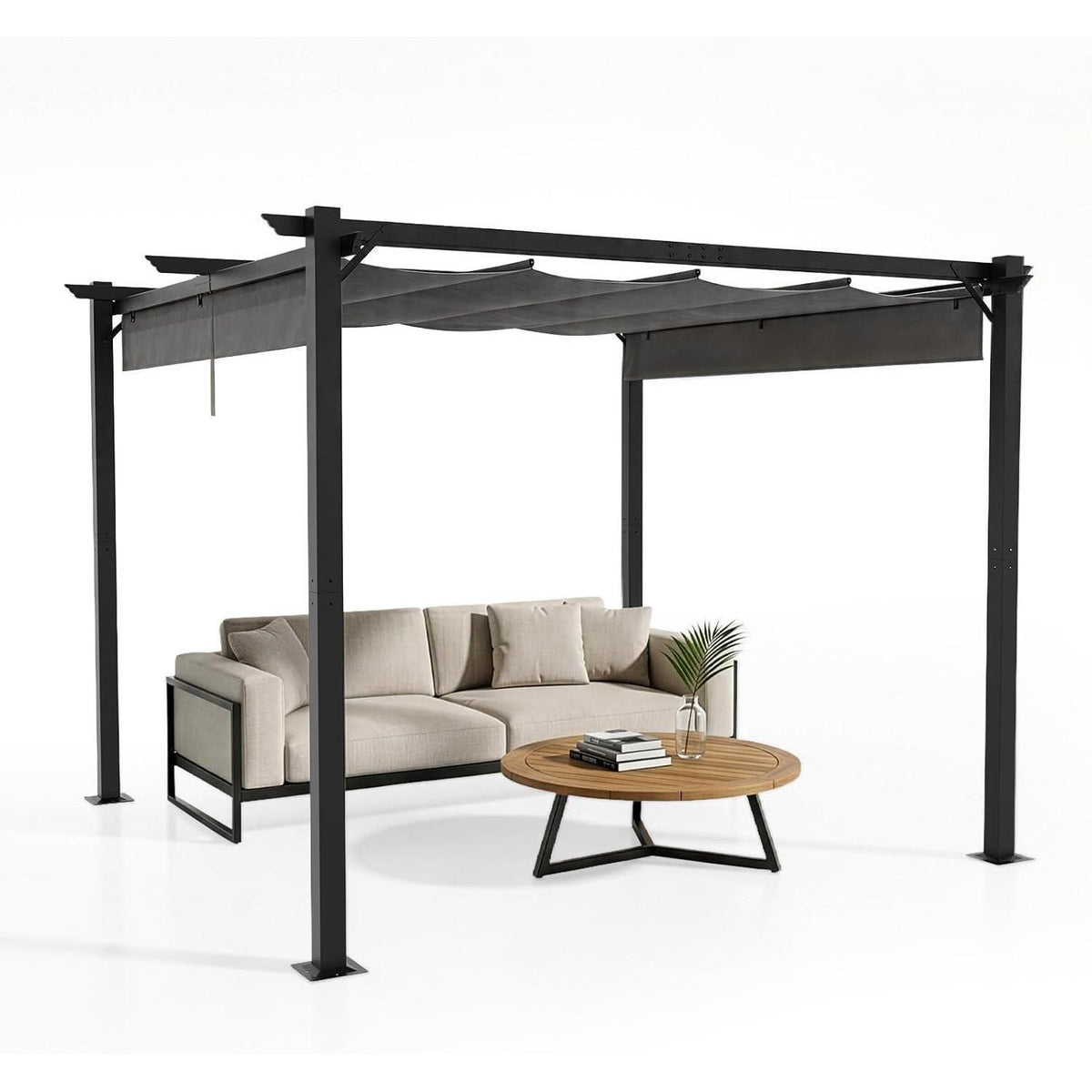 LEADZM Pergola 3x3m – Freistehender Pavillon mit Schiebedach