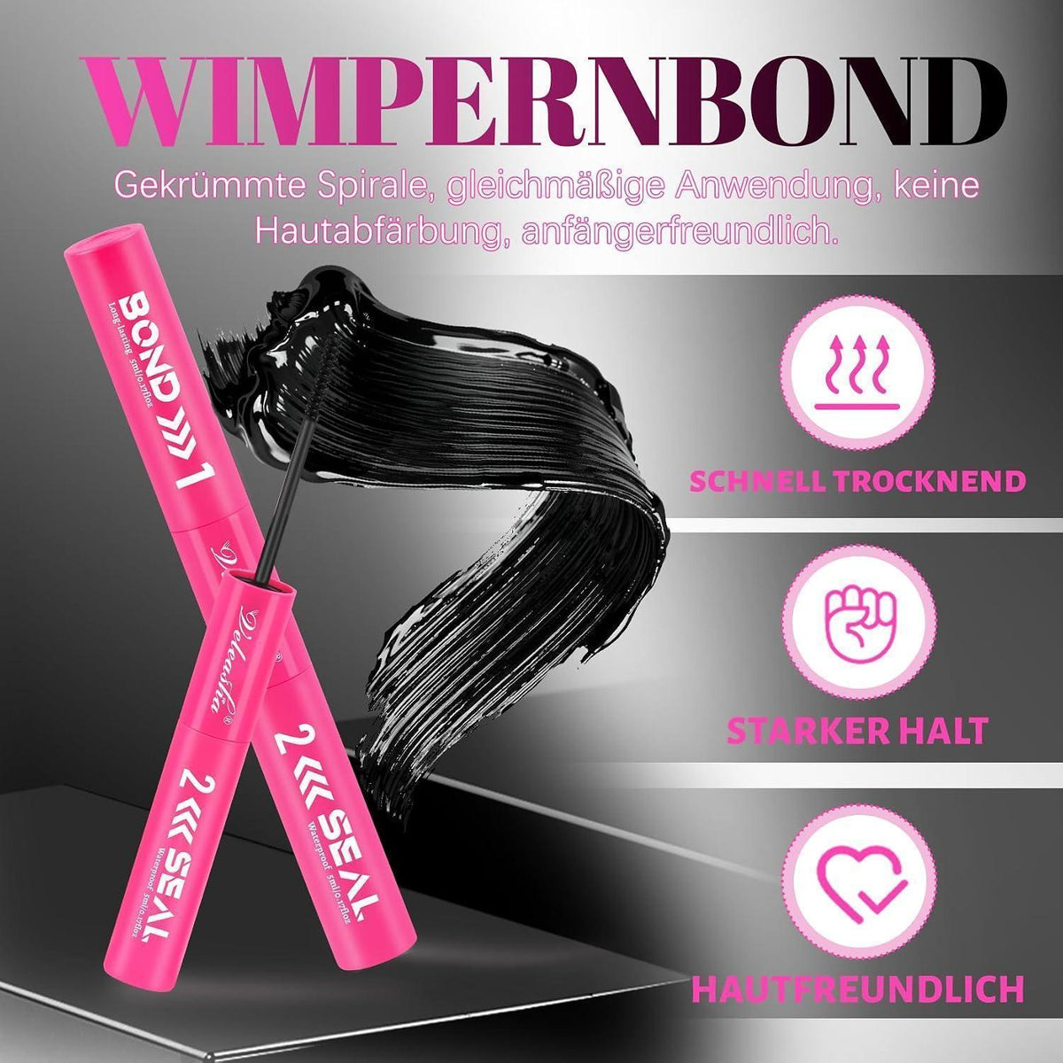 Schwarzer Wimpernkleber 10ml – 72h Halt, Wasserfest & Hypoallergen